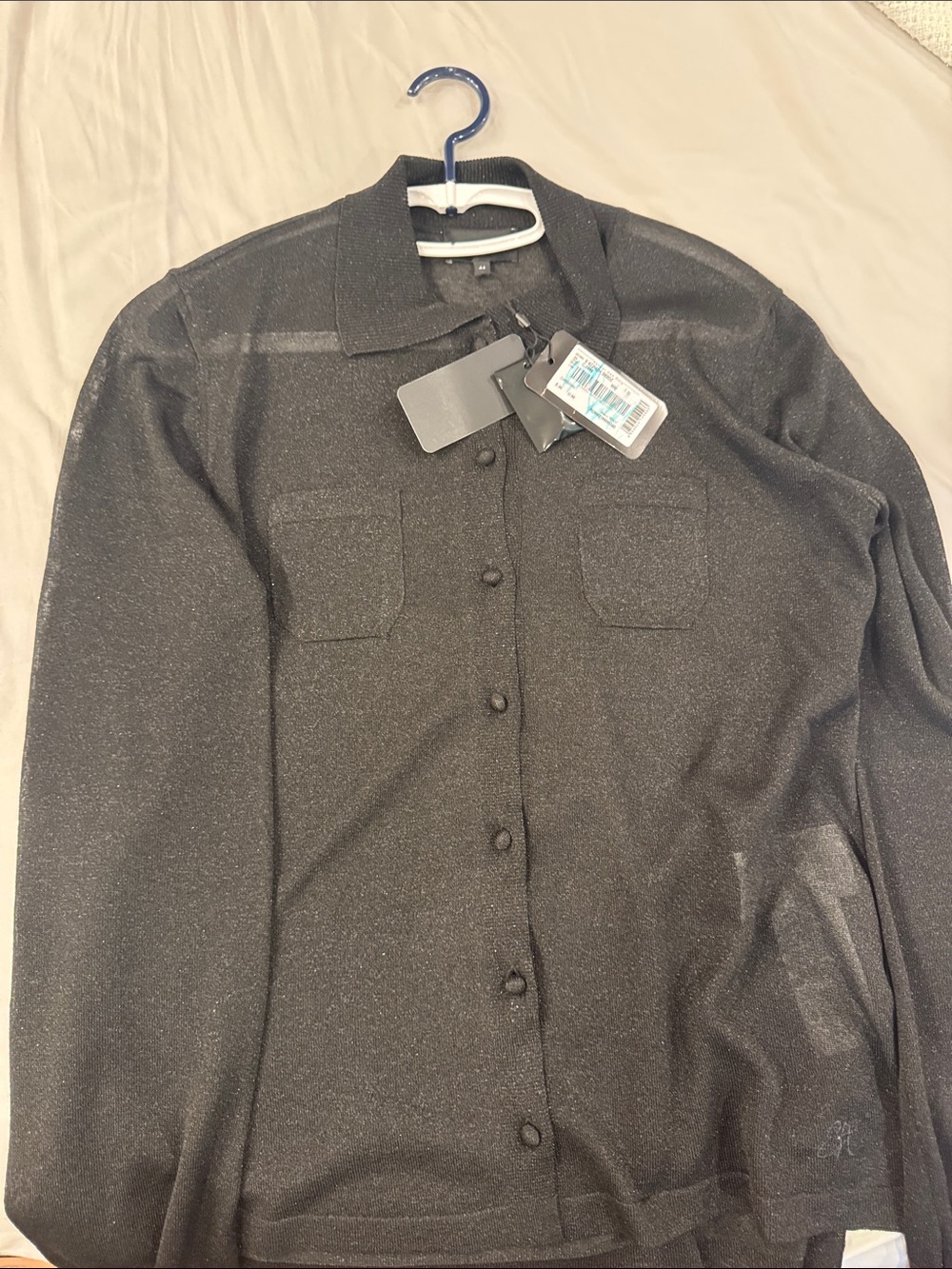 Giorgio Armani Black Metallic Thread Cardigan